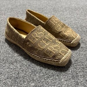 Versace Logo Espadrilles Women Size 38 Flats Pastel Textile Shoes